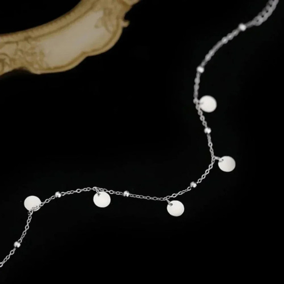 NEW 925 Sterling Silver Dainty Disc Coin Anklet - Picture 3 of 8
